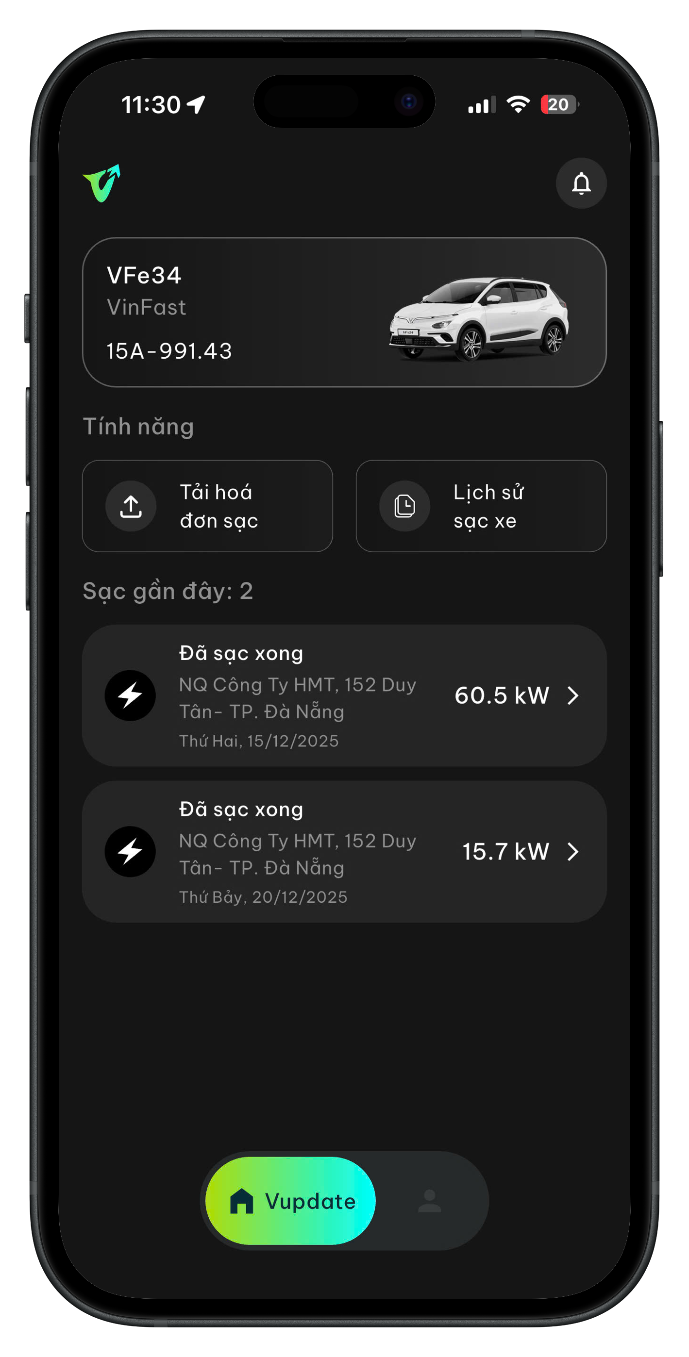 Bước 4.2: Tải hóa đơn sạc